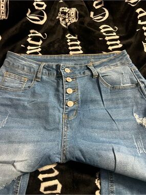 Blue Women's High-Rise Button-Fly Jeans